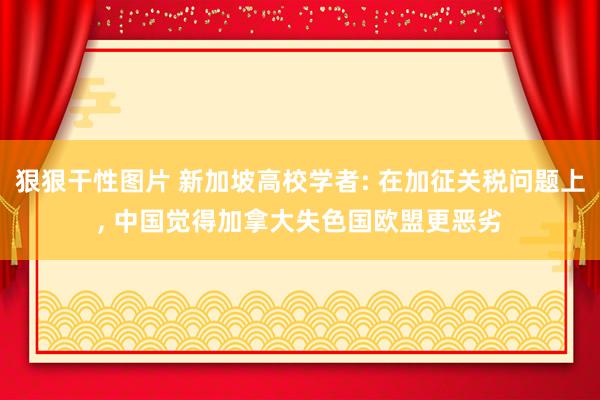 狠狠干性图片 新加坡高校学者: 在加征关税问题上， 中国觉得加拿大失色国欧盟更恶劣