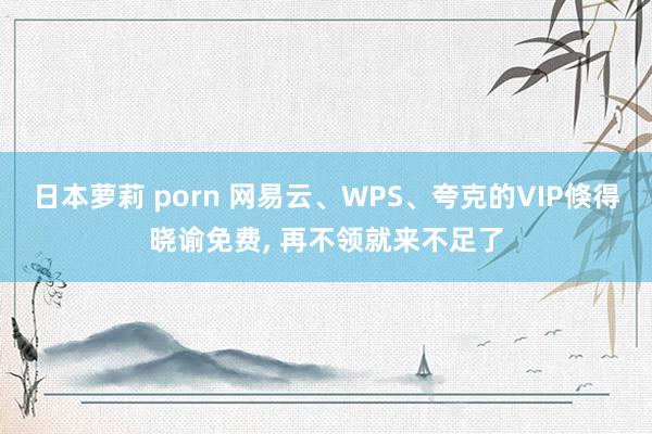 日本萝莉 porn 网易云、WPS、夸克的VIP倏得晓谕免费， 再不领就来不足了