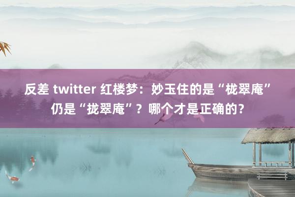 反差 twitter 红楼梦：妙玉住的是“栊翠庵”仍是“拢翠庵”？哪个才是正确的？