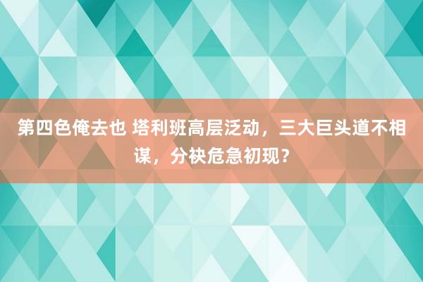 第四色俺去也 塔利班高层泛动，三大巨头道不相谋，分袂危急初现？