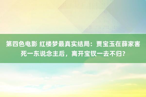 第四色电影 红楼梦最真实结局：贾宝玉在薛家害死一东说念主后，离开宝钗一去不归？