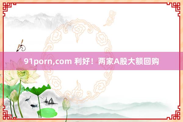 91porn，com 利好！两家A股大额回购