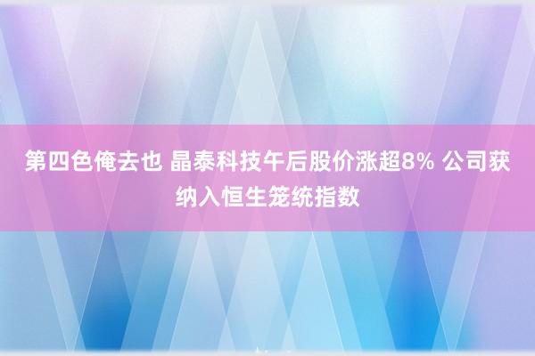 第四色俺去也 晶泰科技午后股价涨超8% 公司获纳入恒生笼统指数