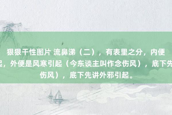 狠狠干性图片 流鼻涕（二），有表里之分，内便是躯壳虚引起，外便是风寒引起（今东谈主叫作念伤风），底下先讲外邪引起。