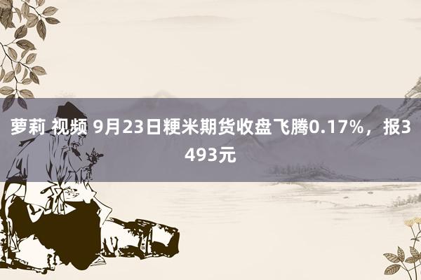 萝莉 视频 9月23日粳米期货收盘飞腾0.17%，报3493元