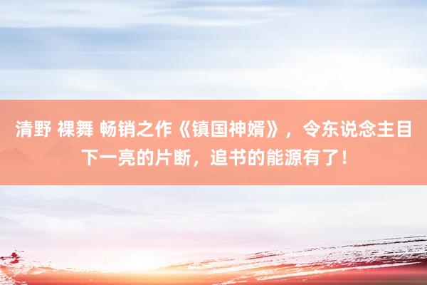 清野 裸舞 畅销之作《镇国神婿》，令东说念主目下一亮的片断，追书的能源有了！