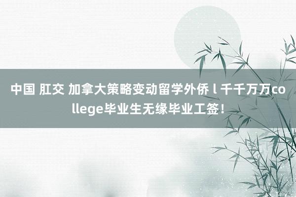 中国 肛交 加拿大策略变动留学外侨 l 千千万万college毕业生无缘毕业工签！