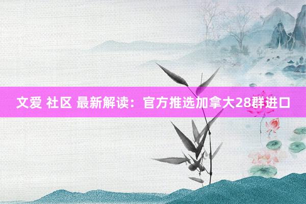 文爱 社区 最新解读：官方推选加拿大28群进口