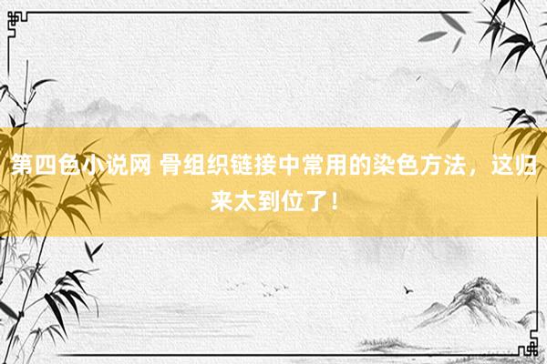 第四色小说网 骨组织链接中常用的染色方法，这归来太到位了！