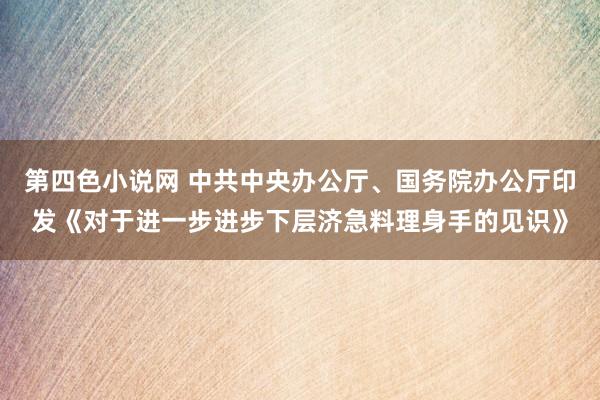 第四色小说网 中共中央办公厅、国务院办公厅印发《对于进一步进步下层济急料理身手的见识》