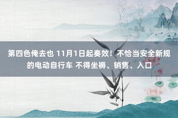 第四色俺去也 11月1日起奏效！不恰当安全新规的电动自行车 不得坐褥、销售、入口