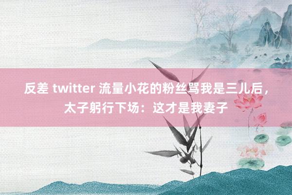 反差 twitter 流量小花的粉丝骂我是三儿后，太子躬行下场：这才是我妻子