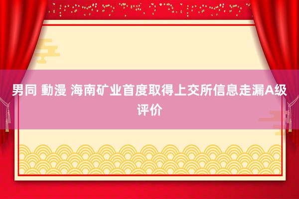 男同 動漫 海南矿业首度取得上交所信息走漏A级评价