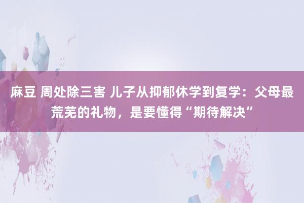 麻豆 周处除三害 儿子从抑郁休学到复学：父母最荒芜的礼物，是要懂得“期待解决”