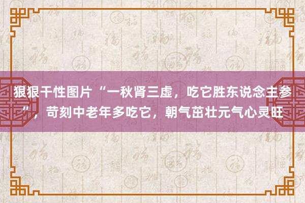 狠狠干性图片 “一秋肾三虚，吃它胜东说念主参”，苛刻中老年多吃它，朝气茁壮元气心灵旺