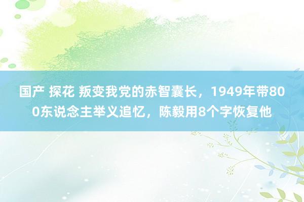 国产 探花 叛变我党的赤智囊长，1949年带800东说念主举义追忆，陈毅用8个字恢复他