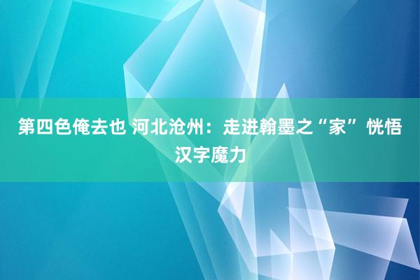 第四色俺去也 河北沧州：走进翰墨之“家” 恍悟汉字魔力