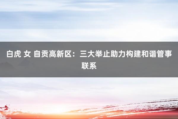 白虎 女 自贡高新区：三大举止助力构建和谐管事联系