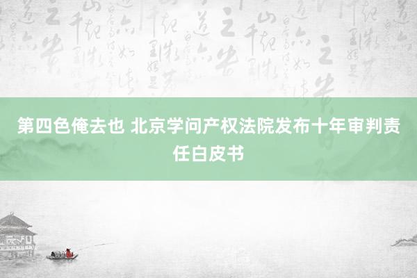 第四色俺去也 北京学问产权法院发布十年审判责任白皮书