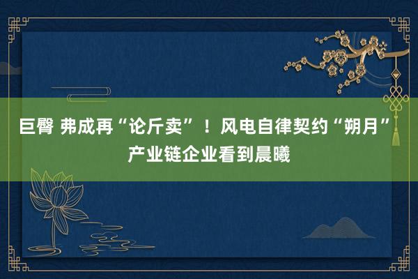 巨臀 弗成再“论斤卖” ！风电自律契约“朔月” 产业链企业看到晨曦