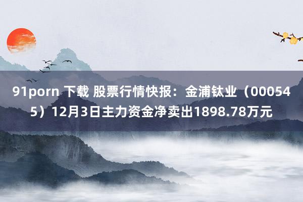 91porn 下载 股票行情快报：金浦钛业（000545）12月3日主力资金净卖出1898.78万元