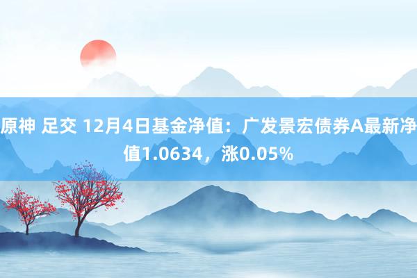 原神 足交 12月4日基金净值：广发景宏债券A最新净值1.0634，涨0.05%