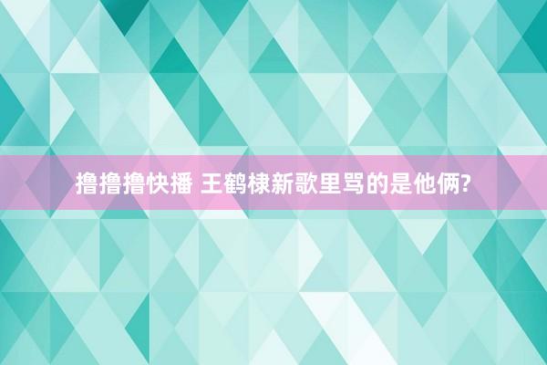 撸撸撸快播 王鹤棣新歌里骂的是他俩?