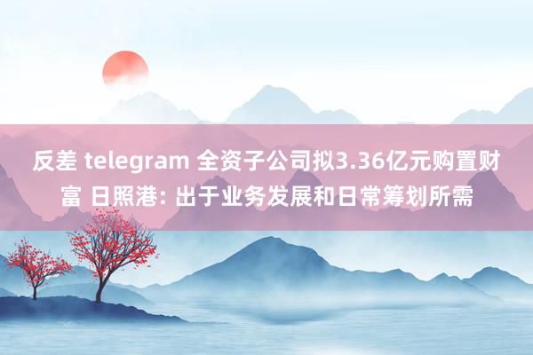 反差 telegram 全资子公司拟3.36亿元购置财富 日照港: 出于业务发展和日常筹划所需