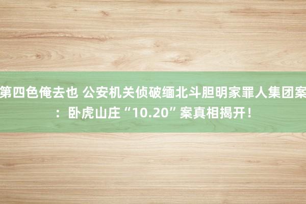 第四色俺去也 公安机关侦破缅北斗胆明家罪人集团案：卧虎山庄“10.20”案真相揭开！