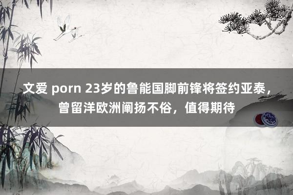 文爱 porn 23岁的鲁能国脚前锋将签约亚泰，曾留洋欧洲阐扬不俗，值得期待