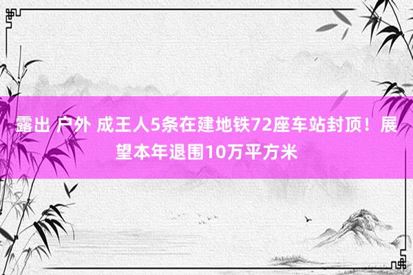 露出 户外 成王人5条在建地铁72座车站封顶！展望本年退围10万平方米