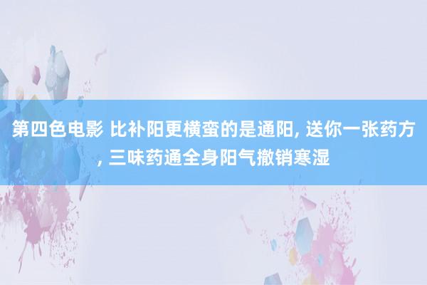 第四色电影 比补阳更横蛮的是通阳， 送你一张药方， 三味药通全身阳气撤销寒湿