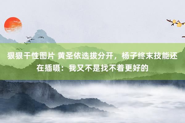 狠狠干性图片 黄圣依选拔分开，杨子终末技能还在插嗫：我又不是找不着更好的