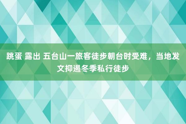 跳蛋 露出 五台山一旅客徒步朝台时受难，当地发文抑遏冬季私行徒步