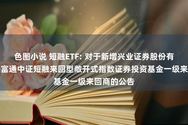 色图小说 短融ETF: 对于新增兴业证券股份有限公司为海富通中证短融来回型敞开式指数证券投资基金一级来回商的公告